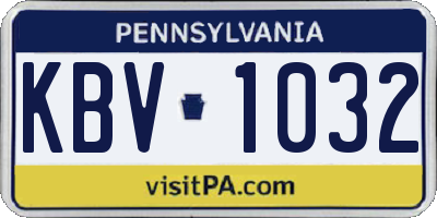 PA license plate KBV1032