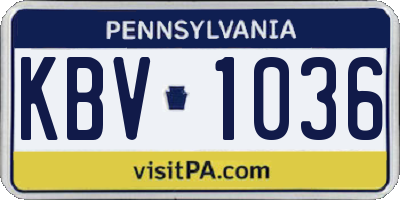 PA license plate KBV1036