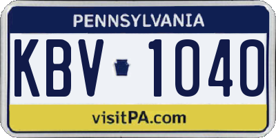 PA license plate KBV1040