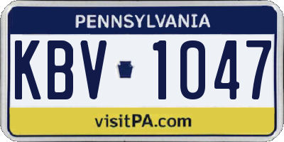 PA license plate KBV1047