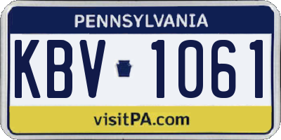 PA license plate KBV1061