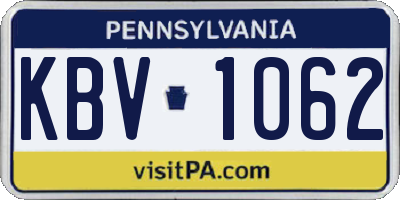 PA license plate KBV1062