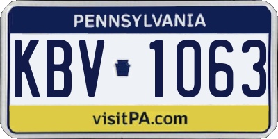 PA license plate KBV1063