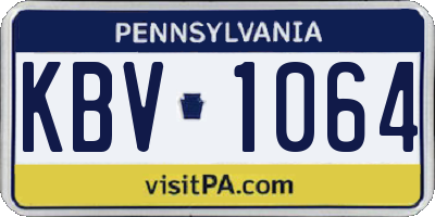 PA license plate KBV1064