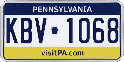 PA license plate KBV1068