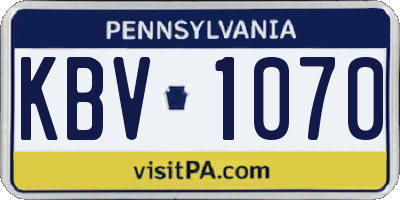 PA license plate KBV1070