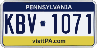 PA license plate KBV1071
