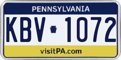 PA license plate KBV1072