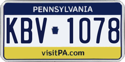 PA license plate KBV1078