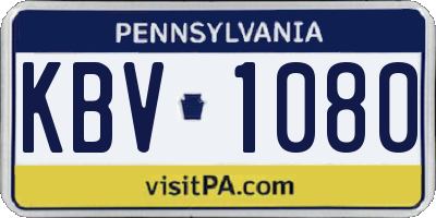 PA license plate KBV1080