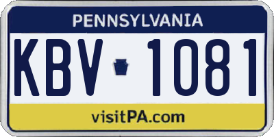 PA license plate KBV1081