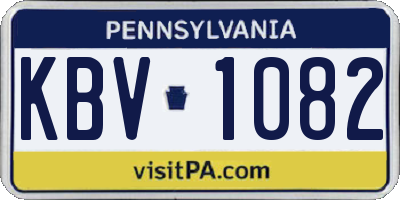 PA license plate KBV1082