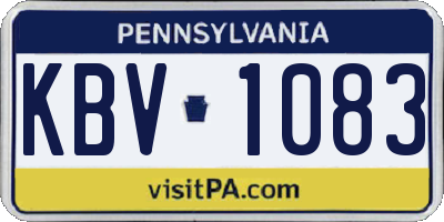 PA license plate KBV1083