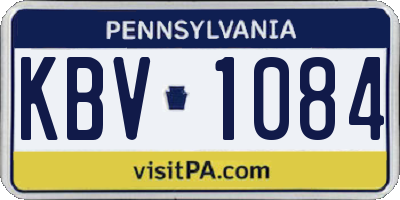PA license plate KBV1084