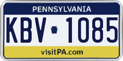 PA license plate KBV1085