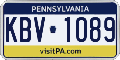 PA license plate KBV1089