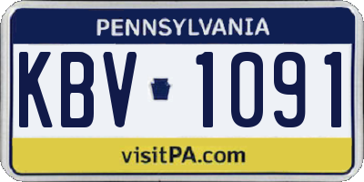 PA license plate KBV1091