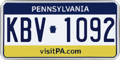 PA license plate KBV1092