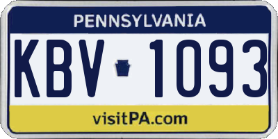 PA license plate KBV1093