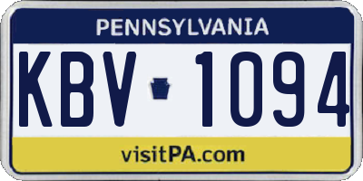 PA license plate KBV1094