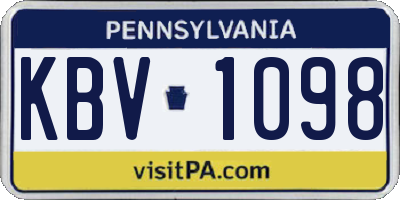 PA license plate KBV1098
