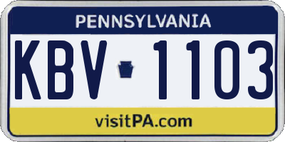 PA license plate KBV1103