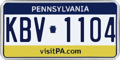 PA license plate KBV1104