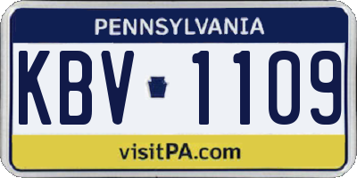 PA license plate KBV1109