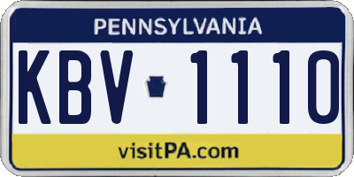 PA license plate KBV1110