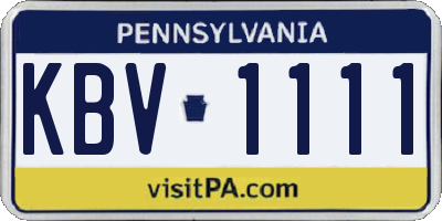 PA license plate KBV1111
