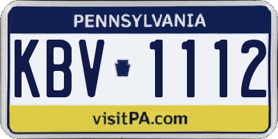 PA license plate KBV1112