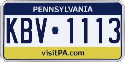 PA license plate KBV1113