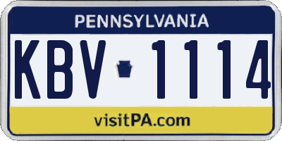 PA license plate KBV1114