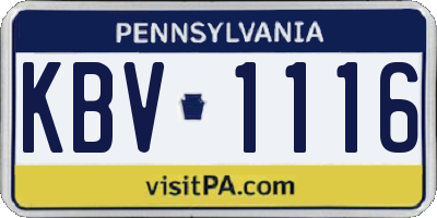 PA license plate KBV1116