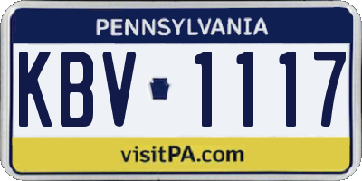 PA license plate KBV1117