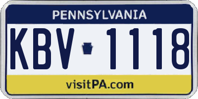 PA license plate KBV1118