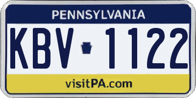 PA license plate KBV1122
