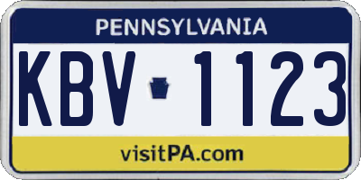 PA license plate KBV1123