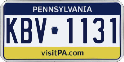 PA license plate KBV1131