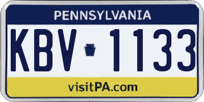 PA license plate KBV1133