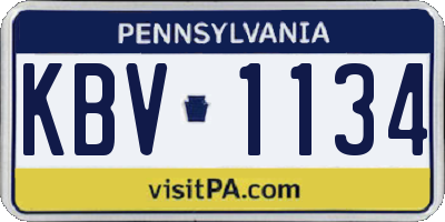 PA license plate KBV1134
