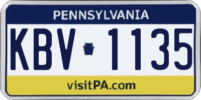 PA license plate KBV1135