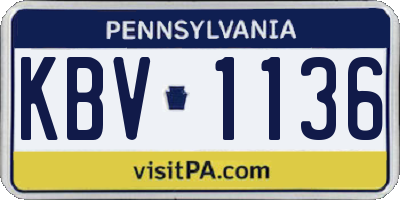 PA license plate KBV1136