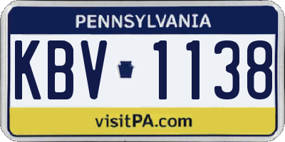 PA license plate KBV1138