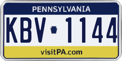 PA license plate KBV1144