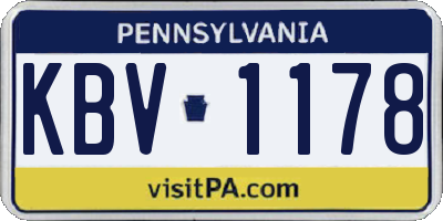 PA license plate KBV1178