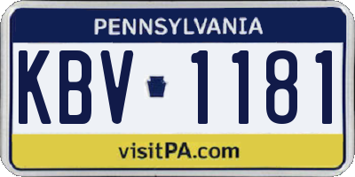 PA license plate KBV1181