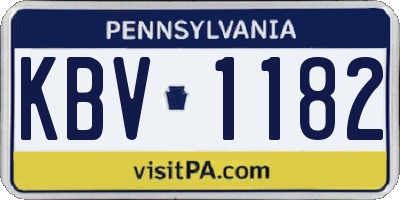 PA license plate KBV1182