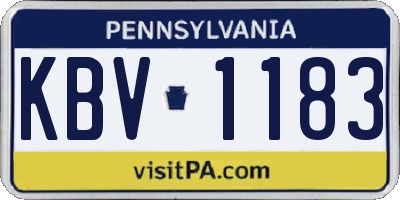 PA license plate KBV1183