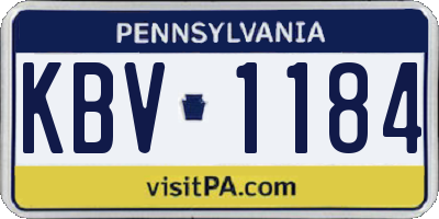 PA license plate KBV1184